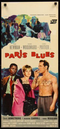 2w051 PARIS BLUES Italian locandina '61 different art of Newman, Woodward & Poitier by Nistri!