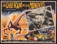 2w201 WAR OF THE WORLDS Mexican LC '53 H.G. Wells classic, great image of alien ship attacking!