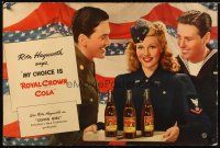 2w068 ROYAL CROWN COLA special 26x39 '43 sexy Rita Hayworth in uniform serving R.C. Cola!