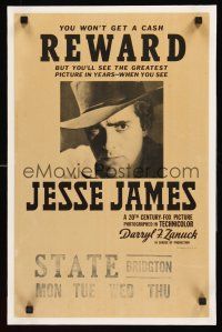 2w072 JESSE JAMES WC '39 faux no reward poster for Tyrone Power's greatest picture in years!