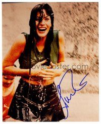 2x280 LIV TYLER signed color 8x10 REPRO still '00s great close up soaking wet & laughing in rain!