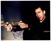 2x285 NICOLAS CAGE signed color 8x10 REPRO still '00s best close up with two guns from Face/Off!