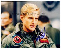 2x287 OWEN WILSON signed color 8x10 REPRO still '00s head & shoulders portrait in flight jacket!