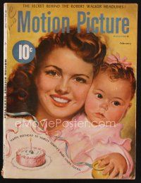 2x110 MOTION PICTURE magazine February 1949 art of Shirley Temple & her baby Linda by Morr Kusnet!