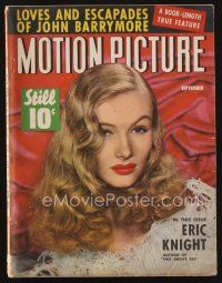 2x109 MOTION PICTURE magazine September 1942 portrait of sexy Veronica Lake with peekaboo hair!