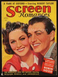 2x102 SCREEN ROMANCES magazine April 1938 artwork portrait of Robert Taylor & Maureen O'Sullivan!