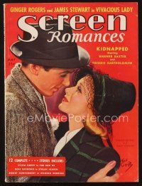 2x103 SCREEN ROMANCES magazine May 1938 art of James Stewart & Ginger Rogers by Earl Christy!
