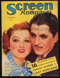 2x099 SCREEN ROMANCES magazine September 1936 art of Ronald Colman & Myrna Loy by Earl Christy!