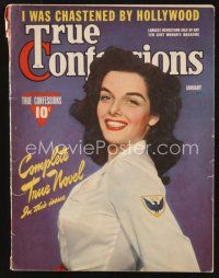 2x124 TRUE CONFESSIONS magazine January 1943 portrait of sexy Jane Russell in military uniform!
