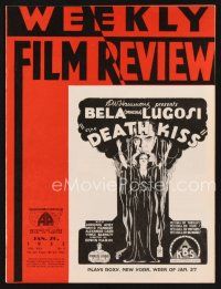 2x093 WEEKLY FILM REVIEW exhibitor magazine January 26, 1933 art of Bela Lugosi in The Death Kiss!
