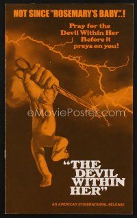 2x182 DEVIL WITHIN HER pressbook '76 conceived by the Devil, only she knows what her baby is!