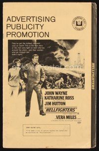 2x190 HELLFIGHTERS pressbook '69 John Wayne as fireman Red Adair, Katharine Ross, art of inferno!