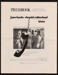 2x196 KLUTE pressbook '71 Donald Sutherland helps intended murder victim & call girl Jane Fonda!