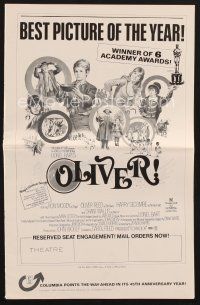 2x208 OLIVER pressbook '68 Charles Dickens, Carol Reed, special reserved seat engagement style!