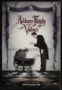 2y025 ADDAMS FAMILY VALUES advance DS 1sh '93 great image of Lurch with baby carriage!
