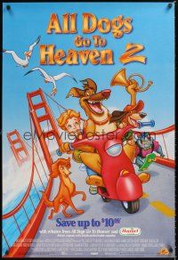 2y055 ALL DOGS GO TO HEAVEN 2 video 1sh '96 canine cartoon, voices of Charlie Sheen & Sheena Easton!