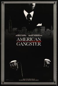 2y067 AMERICAN GANGSTER teaser DS 1sh '07 close-up of Denzel Washington, Ridley Scott directed!
