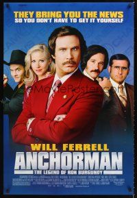 2y079 ANCHORMAN DS 1sh '04 Will Ferrell, Christina Applegate, Paul Rudd, Steve Carell!