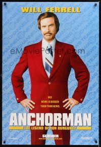 2y080 ANCHORMAN teaser DS 1sh '04 The Legend of Ron Burgundy, image of newscaster Will Ferrell!