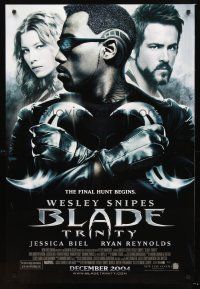 2y195 BLADE TRINITY advance DS 1sh '04 Wesley Snipes, toughguy Ryan Reynolds, Jessica Biel!