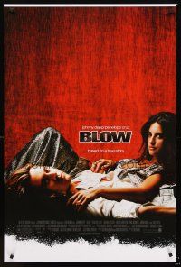 2y198 BLOW DS foil title 1sh '01 Johnny Depp & Penelope Cruz in cocaine biography!