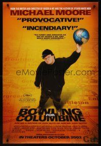2y205 BOWLING FOR COLUMBINE advance DS 1sh '02 Michael Moore gun control documentary!