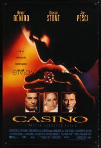 2y231 CASINO int'l DS 1sh '95 headshots of Robert De Niro, Sharon Stone, Joe Pesci!