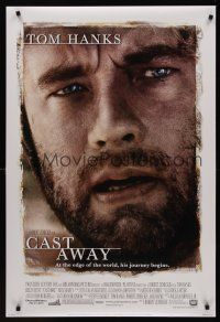 2y235 CAST AWAY style A DS 1sh '00 Tom Hanks stranded alone on a desert island, Robert Zemeckis