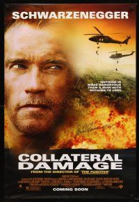 2y263 COLLATERAL DAMAGE advance signed DS 1sh '02 by Arnold Schwarzenegger, he's out for revenge!