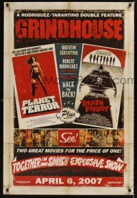 2y406 GRINDHOUSE advance DS 1sh '07 Rodriguez & Tarantino, Planet Terror & Death Proof!