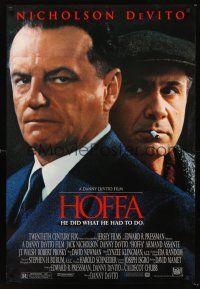 2y437 HOFFA style B 1sh '92 huge close-up of Jack Nicholson as Jimmy Hoffa & Danny DeVito!