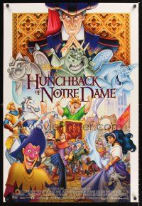 2y444 HUNCHBACK OF NOTRE DAME DS 1sh '96 Walt Disney, Victor Hugo novel, cool art of cast!