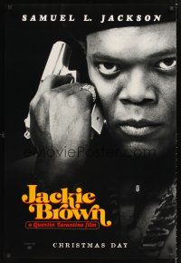 2y474 JACKIE BROWN teaser 1sh '97 Quentin Tarantino, cool image of Samuel L. Jackson!