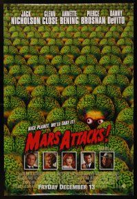 2y562 MARS ATTACKS! advance 1sh '96 directed by Tim Burton, great image of many alien brains!