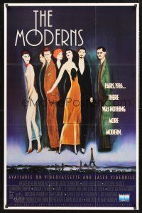2y577 MODERNS 2-sided video 1sh '88 Alan Rudolph, Keith Carradine, cool art of trendy 1920's people!