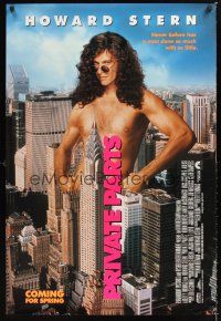 2y623 PRIVATE PARTS advance DS 1sh '96 wacky image of naked Howard Stern in New York City!