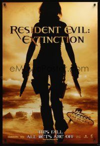 2y640 RESIDENT EVIL: EXTINCTION teaser DS 1sh '07 silhouette of zombie killer Milla Jovovich!