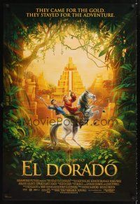2y645 ROAD TO EL DORADO int'l DS 1sh '00 Dreamworks cartoon, explorers on horse at the city of gold!