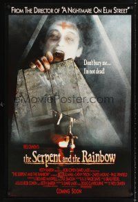 2y665 SERPENT & THE RAINBOW advance 1sh '88 directed by Wes Craven, don't bury me, I'm not dead!