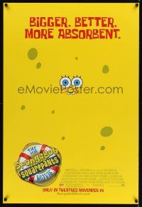 2y687 SPONGEBOB SQUAREPANTS MOVIE advance DS 1sh '04 great poster image of Spongebob!
