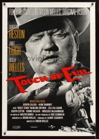 2y735 TOUCH OF EVIL 1sh R98 huge close-up of Orson Welles, Charlton Heston, Janet Leigh!