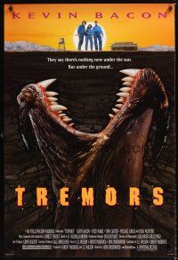 2y743 TREMORS 1sh '90 Kevin Bacon, Fred Ward, great sci-fi horror image of monster worm!