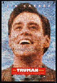 2y747 TRUMAN SHOW teaser DS 1sh '98 really cool mosaic art of Jim Carrey, Peter Weir