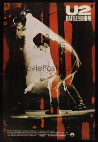 2y751 U2 RATTLE & HUM int'l 1sh '88 great image of Irish rockers Bono & The Edge on stage!