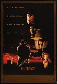 2y760 UNFORGIVEN DS 1sh '92 Clint Eastwood, Hackman, Morgan Freeman, Richard Harris!