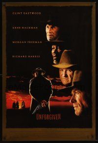 2y757 UNFORGIVEN 1sh '92 Clint Eastwood, Hackman, Morgan Freeman, Richard Harris!