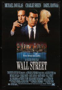 2y769 WALL STREET 1sh '87 Michael Douglas, Charlie Sheen, Daryl Hannah, Oliver Stone!