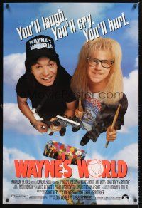 2y776 WAYNE'S WORLD int'l 1sh '92 Mike Myers & Dana Carvey from Saturday Night Live sketch!