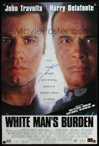 2y778 WHITE MAN'S BURDEN DS signed 1sh '95 by John Travolta, justice is seldom black and white!