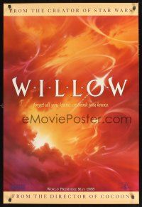 2y783 WILLOW teaser 1sh '88 George Lucas & Ron Howard directed, cool artwork of clouds!